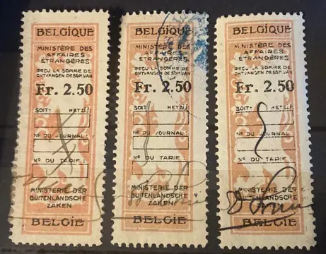 België 1920 - Kleine verzameling fiscale en kwijtingszegels met o.a. POSTFRISSE zegels Albert I
