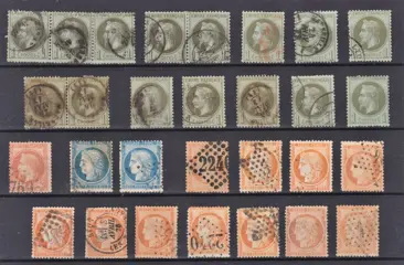 Frankrijk 1849/1875 - Selection of 91 pieces of Napoleon and Ceres + 6 circulated postal items