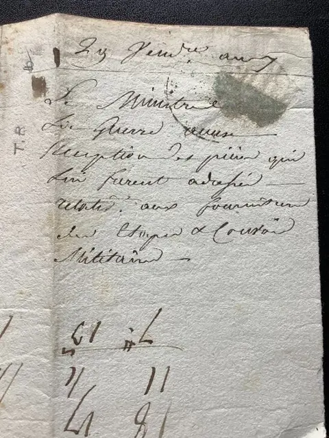 Frankrijk - Rare letter from the Minister of War
