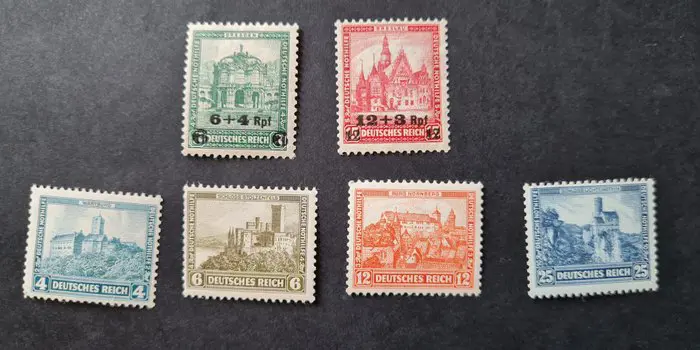 Duitse Rijk 1930/1932 - “Deutsche Nothilfe” (German Emergency Aid)&nbsp;– “Buildings”, MNH - Michel 450-453, 459 + 60, 463-464, 474-77