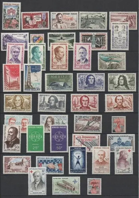 Frankrijk 1956/1964 - lot van 9 complete jaren nieuw** luxe 1e keus - Yvert N°1050 au n°1434** sans charnières