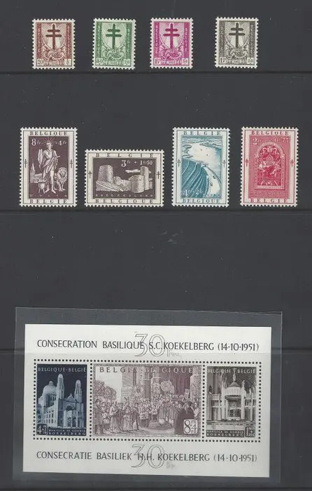 België 1950/1952 - 3 volledige jaargangen met blokken