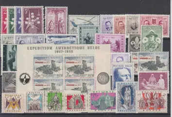 België 1957 - Volledig jaar 1957 (3x) - OBP 1008/1045 + BL 31 (5x)