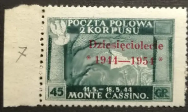 Koninkrijk Italië 1954 - Sassone no. 7 - Governo Polacco di Londra