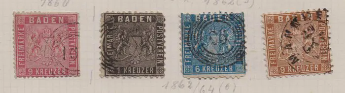 Baden 1851/1868 - Old collection on one album sheet