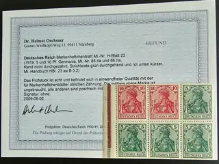 Duitse Rijk 1919/1919 - 1919, German Reich, booklet sheet 23&nbsp;aa&nbsp;A&nbsp;+ 23&nbsp;aa&nbsp;B - Michel MiNr. HBL 23 aa A, HBL 23 Aa B