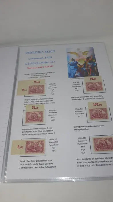 Duitse Rijk 1932 - “Genius with Torch” research collection with 45 pcs. plate errors - 115 ** MNH