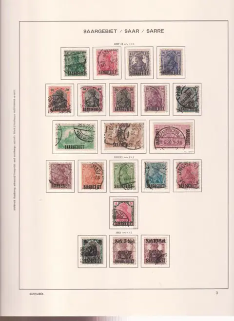 Saargebied 1920/1934 - Verzameling op schaubekbladen.