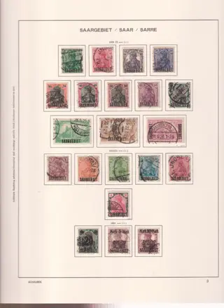 Saargebied 1920/1934 - Verzameling op schaubekbladen.
