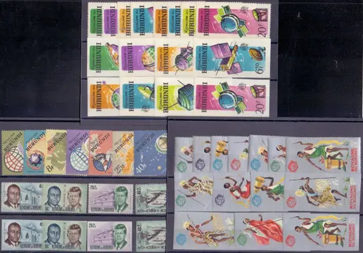 Burundi 1964/1966 - Bijna volledige jaargangen met gewone en ONGETANDE zegels, blokken en luchtpostzegels - OBP/COB 75/187 getand + ONGETANDE reeksen + BL3/9A