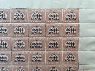 Italië - Julian Venetië 1919 - Tasse, 20 su 20 cent arancio e carminio due blocchi - Sassone S3