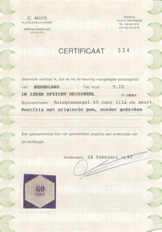 Nederland 1877 - Telegramzegel - NVPH TG10