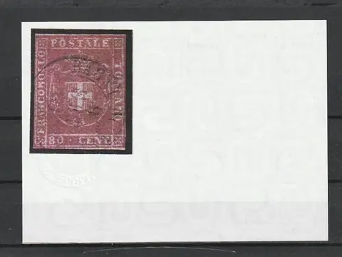 Italiaanse oude staten - Toscane 1860 - Provisional Government, Savoy coat of arms, 80 c. pale pink - Sassone numero 22