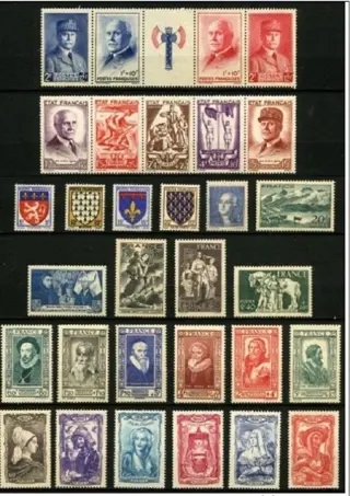 Frankrijk 1940/1943 - Kavel 4 Compleet Jaar Nieuw** zonder scharnieren met "National Relief" banden Luxe 1e Keus - Yvert n°451 au n°598** TTB & 580A
