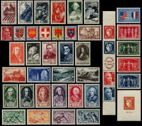 Frankrijk 1946/1950 - Collection of 5 complete years, mint**, deluxe, first choice - Yvert N°748 au n°877** NMH