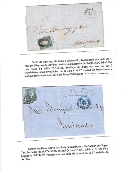 Cuba 1855/1870 - Selection of postal history