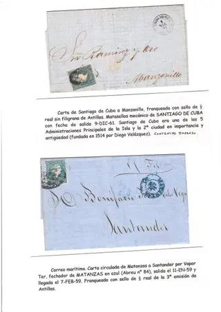 Cuba 1855/1870 - Selection of postal history