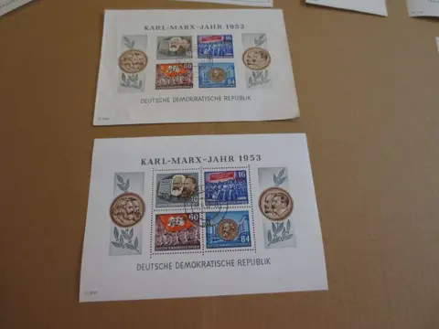 Duitse Democratische Republiek (DDR) 1949/1958 - Cancelled batch of GDR blocks from the 1950s, complete from “Debria” onwards, with 4 x “Marx”