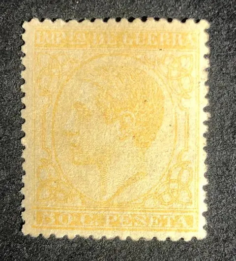 Spanje 1877 - Alfonso XII 50 cts yellow, very well centred. EXFIMA certificate - Edifil 189