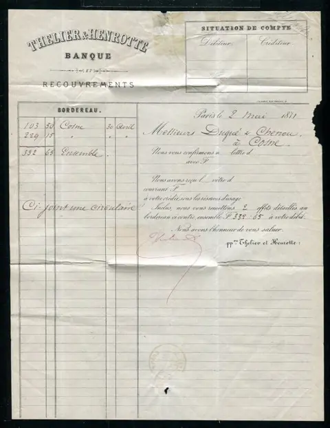 Frankrijk 1871 - Zeldzame brief van de Commune van Parijs (2 mei 1871) geplaatst door een koerier op het kantoor van