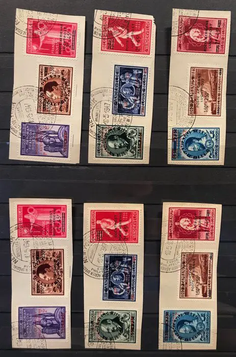 België 1930/1958 - Luchtpostzegels - Voorraad gestempelde zegels incl. brieven / documenten - PA1/PA35