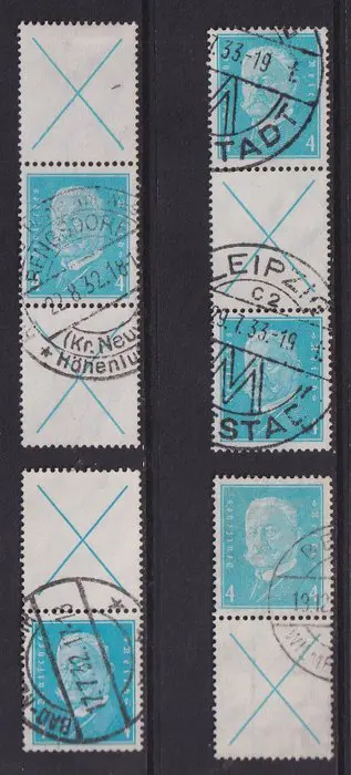 Duitse Rijk 1932 - Combinaties. - Michel: K9,11,13, S38/49,W26,28/29