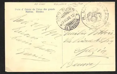Italië - Lot of 5 postcards sent from ships with different cancellations, Raybaudi signature