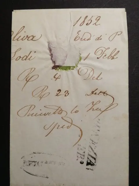 Italiaanse oude staten - Lombardije Venetië 1852 - 45 cents slate azure on letter from Lodi to Venice - Sassone N. 10e
