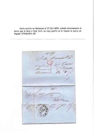 Cuba 1830/1850 - Set of 6 prephilatelic pieces + 1 telegram
