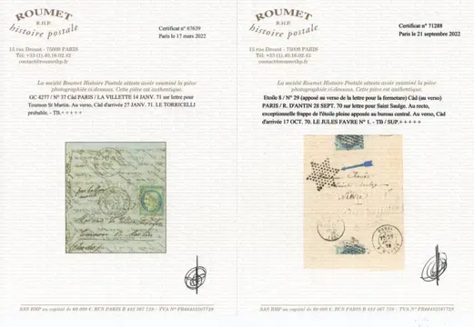 Frankrijk - Ballon Monté Tentoonstellingspagina's 1870/1871 - .