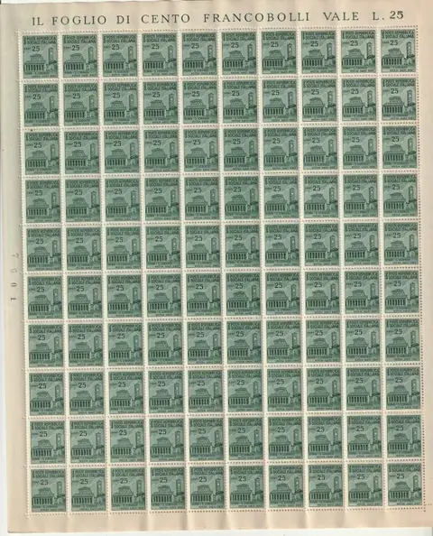Italiaanse Sociale Republiek 1944/45 - Destroyed monuments 2nd issue, Bandiera brothers, the 2 complete sets in full sheets - Sassone n.502/5514 - S.113/4