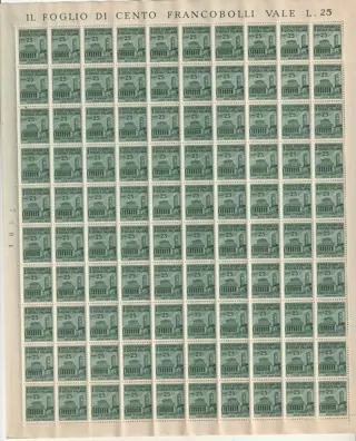 Italiaanse Sociale Republiek 1944/45 - Destroyed monuments 2nd issue, Bandiera brothers, the 2 complete sets in full sheets - Sassone n.502/5514 - S.113/4