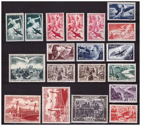 Frankrijk 1930/1980 - Lot of airmail stamps, mint, including Aeroplane flying over Paris, Universal Postal Union, View of - N°5 au N°53 complet Neuf**/* (sauf n°14/15)