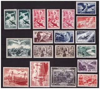 Frankrijk 1930/1980 - Lot of airmail stamps, mint, including Aeroplane flying over Paris, Universal Postal Union, View of - N°5 au N°53 complet Neuf**/* (sauf n°14/15)