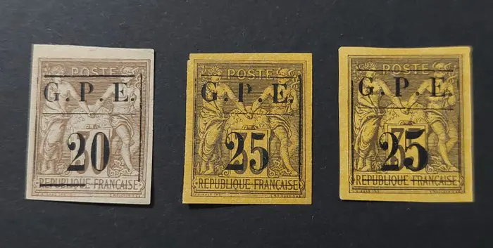 Guadeloupe 1884/1900 - Yvert &Tellier nos. 1-11, 15a, 16 and 27-44 including some varieties
