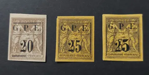 Guadeloupe 1884/1900 - Yvert &Tellier nos. 1-11, 15a, 16 and 27-44 including some varieties
