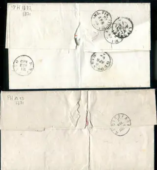 Italiaanse oude staten - Sardinië 1862 - 10 cents, colours of 62 on 2 letters with cancellations of Pitigliano and Porto S. Stefano. - Sassone 14Da, 14Dh.