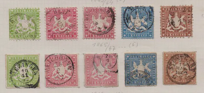 Württemberg 1851/1920 - Well-stocked collection on 6 album sheets