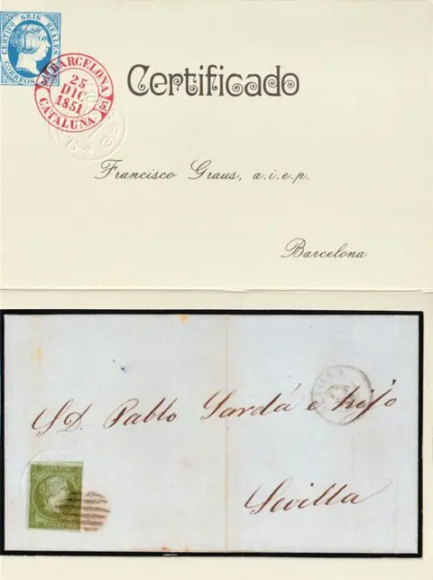 Spanje 1855 - 1855 - Isabella II- 2 cu. green on letter to the province. REALLY RARE - Edifil 39