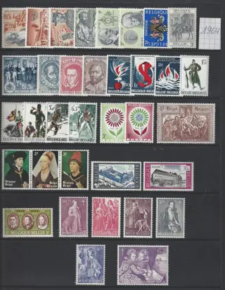 België 1961/1969 - 9 volledige jaargangen met alle zegels , de blokken , zegels uit de blokken en boekjes Boudewijn