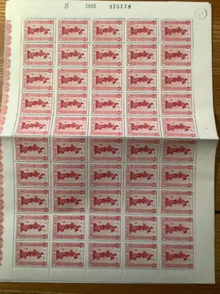 België 1943 - Ambachten - OBP : 615/622 in paneel van 50 met 622V1en V2