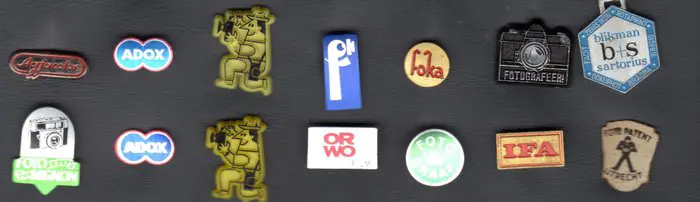 Agfa, Canon, Fuji, Kodak, Polaroid, ADOX, Fodor, Gevaert, ISO 35 Speldjes / pins
