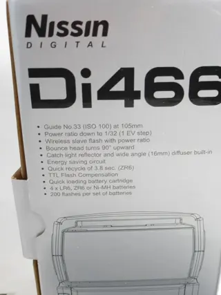 Nissin Di466 flitser, als nieuw in doos, voor micro fourthirds, m43, systeemcamera