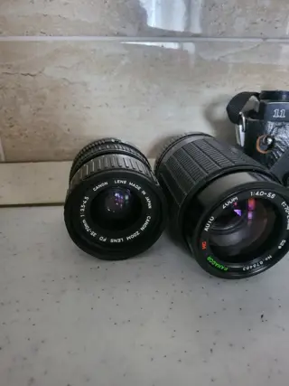 Zenit 11 + helios 44m4 + canon FD 35-70mm + Y/C panagor 70-210mm