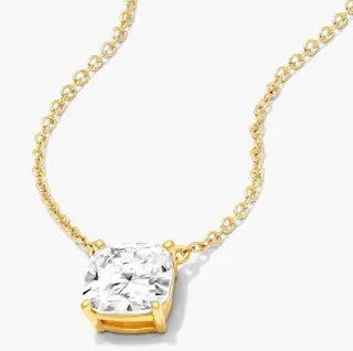 GIA Lab Report Solitaire Cushion Cut 0.51CT I/VVS2 diamond pendant with a necklace made from 14K - 14 karaat Geel goud - Collier met hanger Diamant