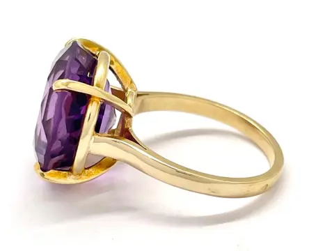 “NO RESERVE PRICE” - 18 karaat Geel goud - Ring - 14.00 ct Amethist