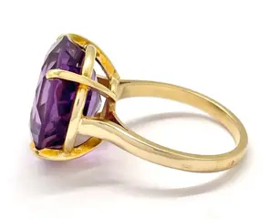 “NO RESERVE PRICE” - 18 karaat Geel goud - Ring - 14.00 ct Amethist