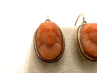 NO RESERVE - 14 karaat Rosé goud - Oorbellen Bloedkoraal