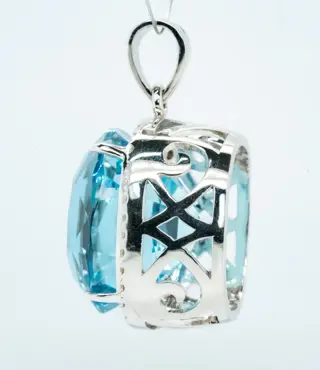 **No Reserve** - 18 karaat Witgoud - Hanger - 45.08 ct - Blauwe Aquamarijn & VS Diamanten