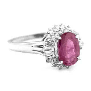 1.65 tcw Ruby Ring Platina - Ring - 1.45 ct Robijn - Diamanten van 0,20 ct - geen minimumprijs